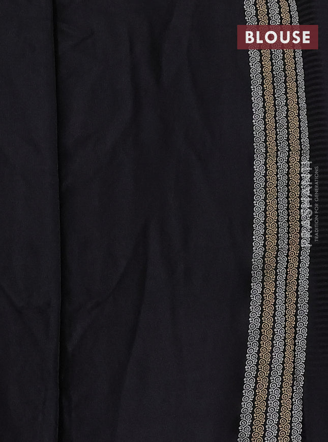 Banarasi mushru silk saree black with allover stripes pattern & zari weaves and satin border