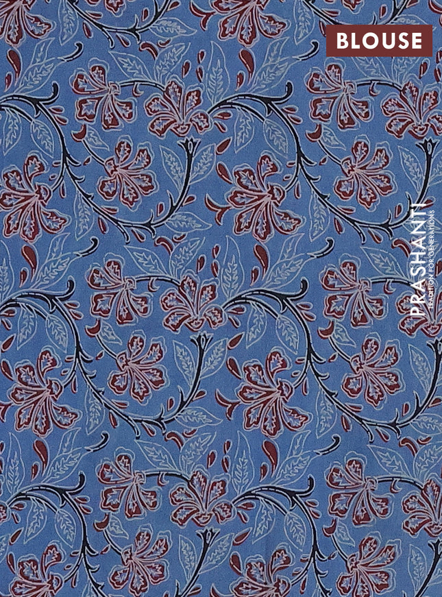 Jaipur cotton saree indigo blue and black with allover prints and printed border