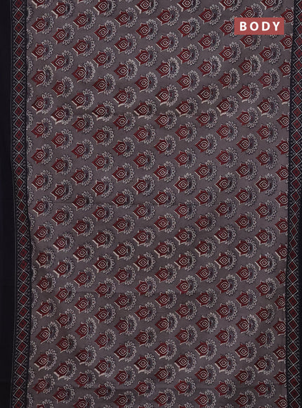 Jaipur cotton saree grey and black with allover butta prints and printed border
