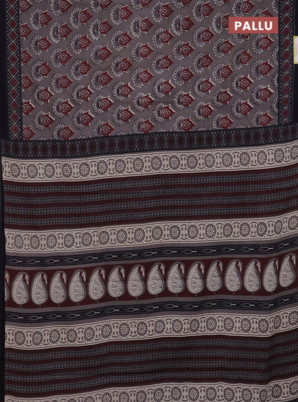 Jaipur cotton saree grey and black with allover butta prints and printed border