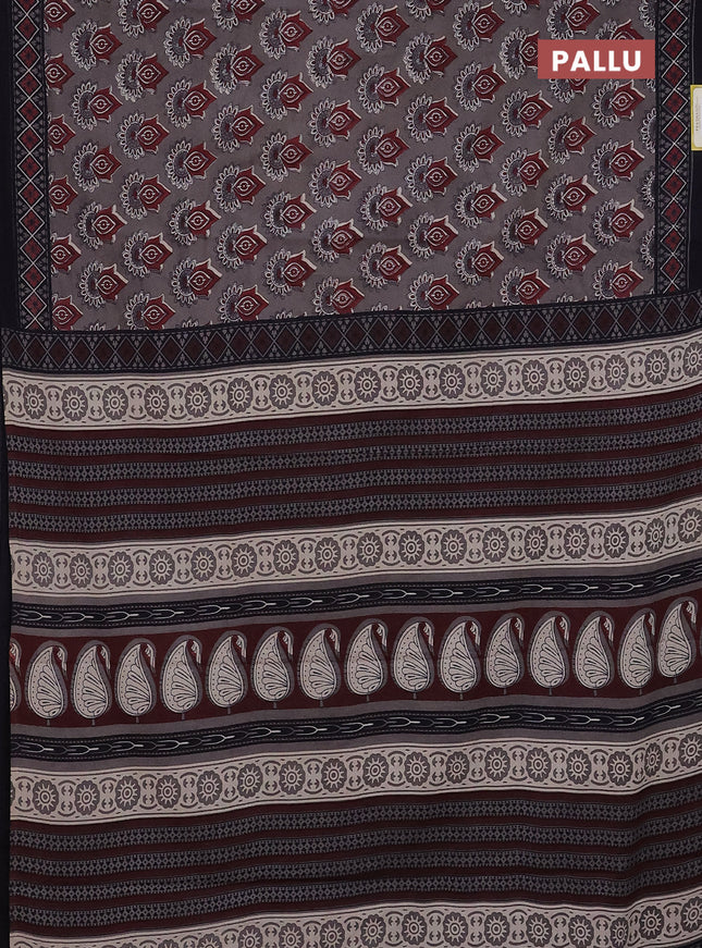 Jaipur cotton saree grey and black with allover butta prints and printed border
