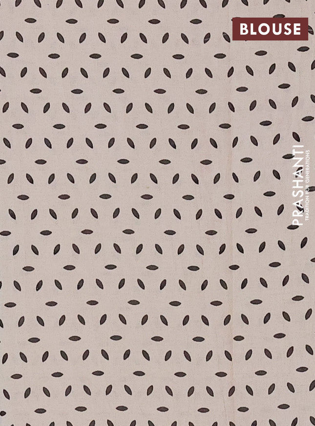 Jaipur cotton saree beige black and rustic maroon with allover butta prints and printed border