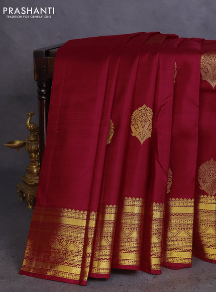 Pure kanchipuram silk saree maroon with zari woven buttas and zari woven border