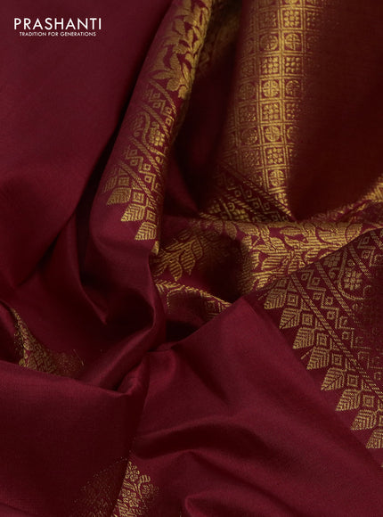 Pure kanchipuram silk saree maroon with zari woven buttas and zari woven border