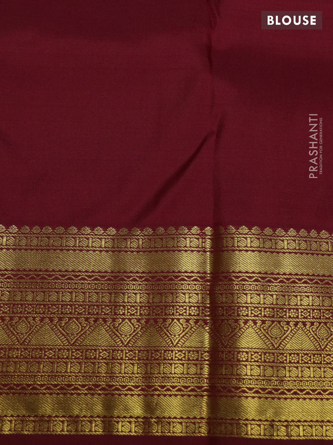 Pure kanchipuram silk saree maroon with zari woven buttas and zari woven border