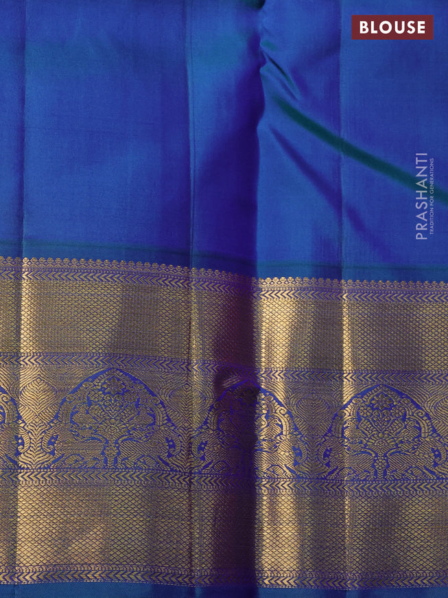 Pure kanchipuram silk saree pink and dual shade of bluish green with zari woven buttas and rich zari woven korvai border