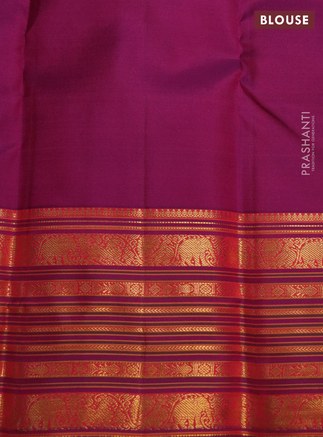 Pure kanchipuram silk saree dark magenta pink with zari woven buttas and rich zari woven border