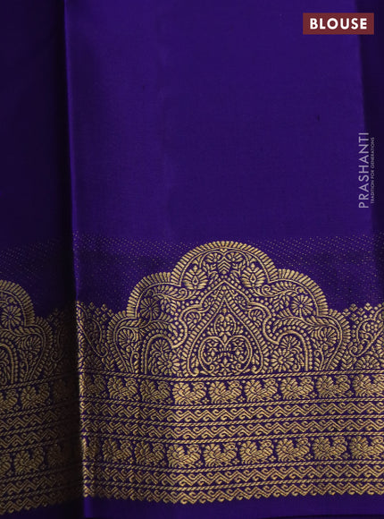 Pure kanchipuram silk saree purple and blue with peacock zari woven buttas and rich zari woven border