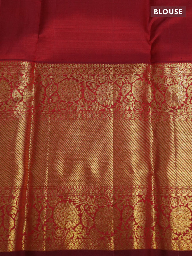 Pure kanchipuram silk saree maroon with allover zari weaves & buttas and long floral zari woven border