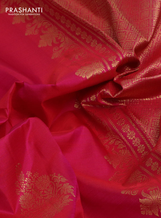 Pure kanchipuram silk saree pink with zari woven buttas and long zari woven border