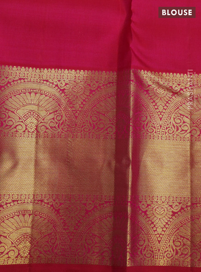 Pure kanchipuram silk saree pink with zari woven buttas and long zari woven border