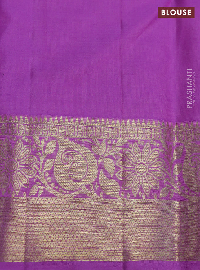 Pure kanchipuram silk saree lavender with zari woven paisley buttas and rich zari woven border