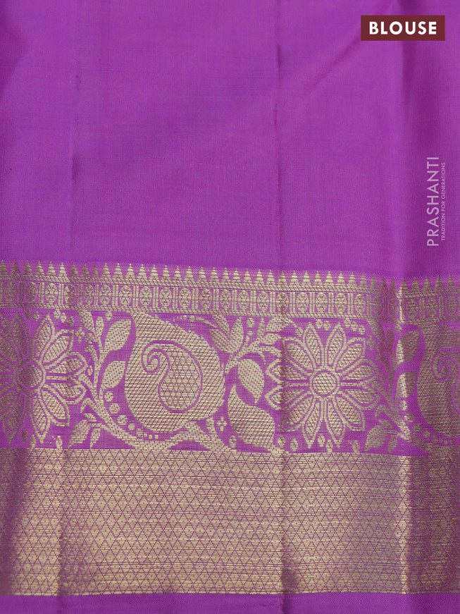 Pure kanchipuram silk saree lavender with zari woven paisley buttas and rich zari woven border