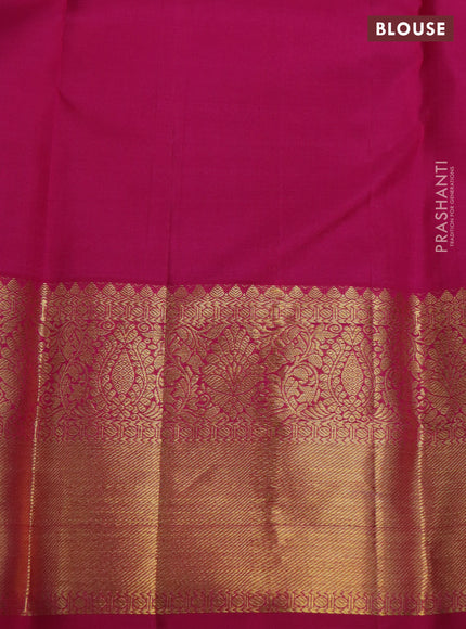 Pure kanchipuram silk saree dual shade of pinkish orange and pink with zari woven buttas and rich zari woven border