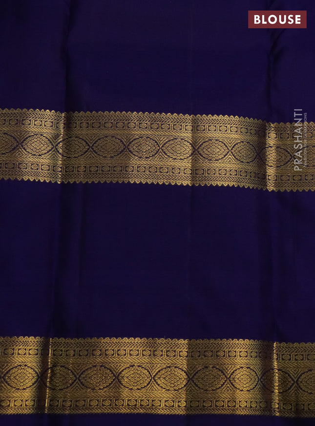 Pure kanchipuram silk saree pastel purple and dark blue with allover zari weaves and long zari woven butta border