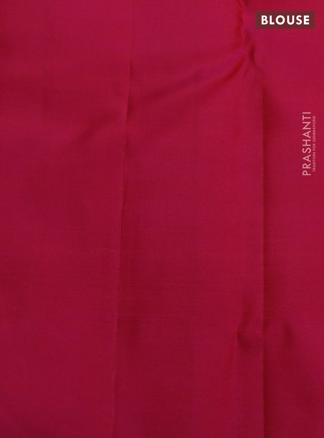 Pure kanchipuram silk saree purple and pink with silver & gold zari woven paisley buttas and zari woven butta border