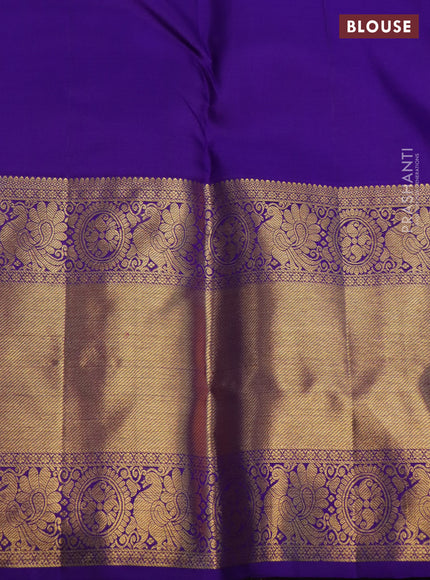 Pure kanchipuram silk saree mild purple and blue with zari woven buttas and long rich zari woven border