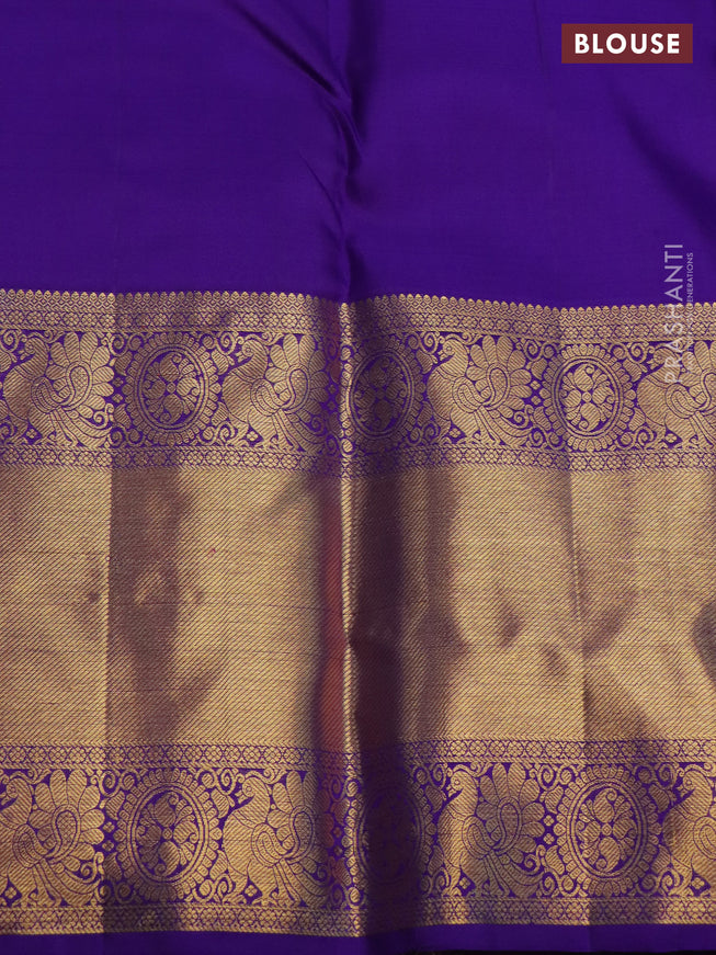 Pure kanchipuram silk saree mild purple and blue with zari woven buttas and long rich zari woven border