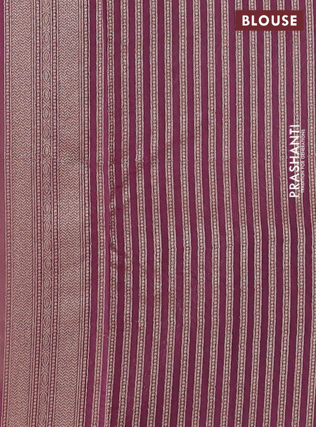 Banarasi silk cotton saree green and mauve pink with allover thread & zari woven butta weaves and woven border