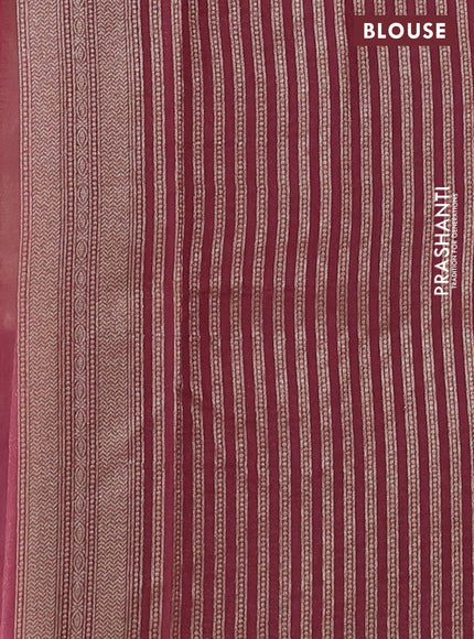 Banarasi silk cotton saree elaichi green and pastel maroon with allover thread & zari woven butta weaves and woven border