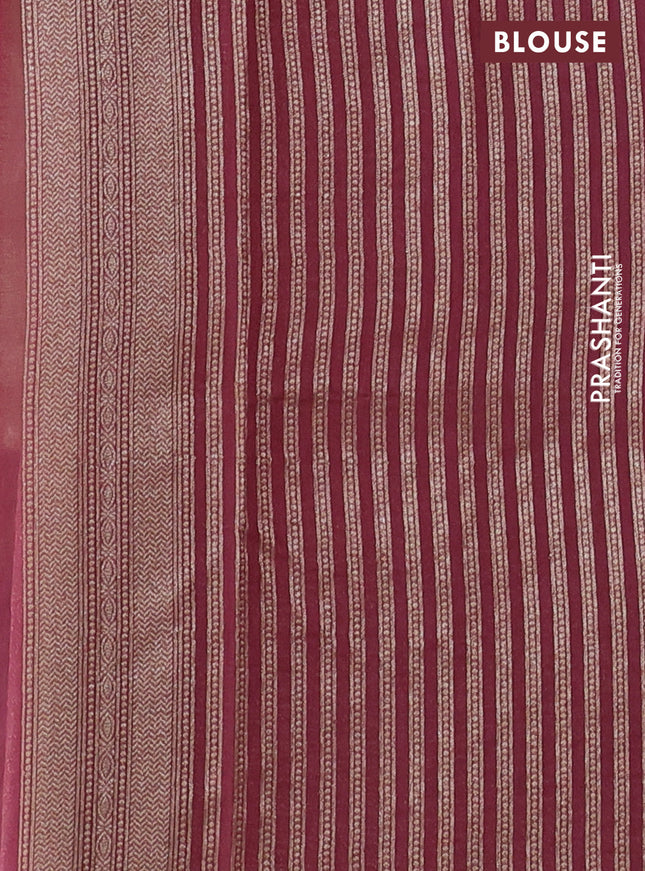 Banarasi silk cotton saree elaichi green and pastel maroon with allover thread & zari woven butta weaves and woven border