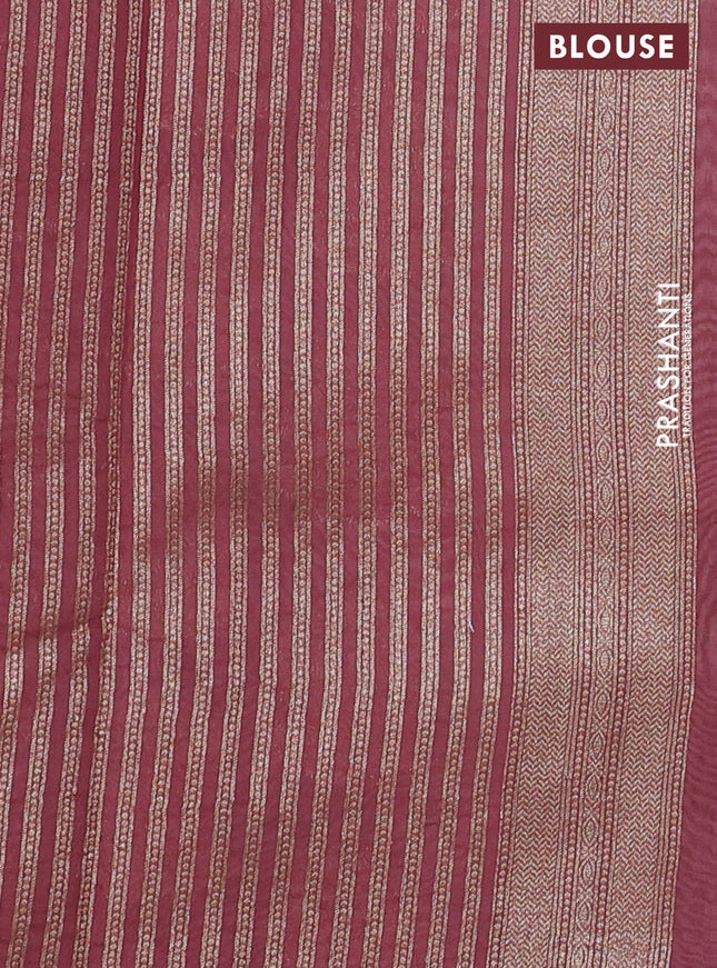 Banarasi silk cotton saree off white and pastel maroon with allover thread & zari woven butta weaves and woven border