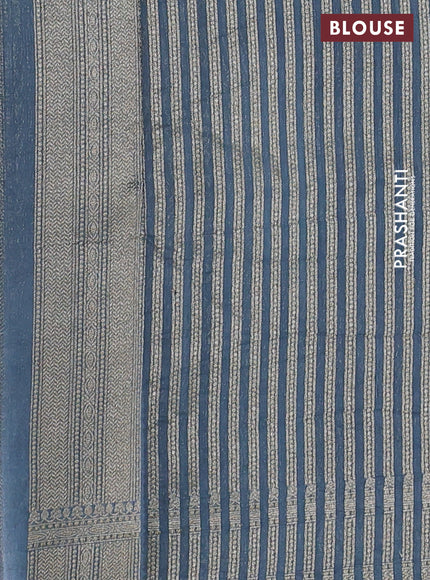 Banarasi silk cotton saree rust shade and pastel blue with allover thread & zari woven butta weaves and woven border