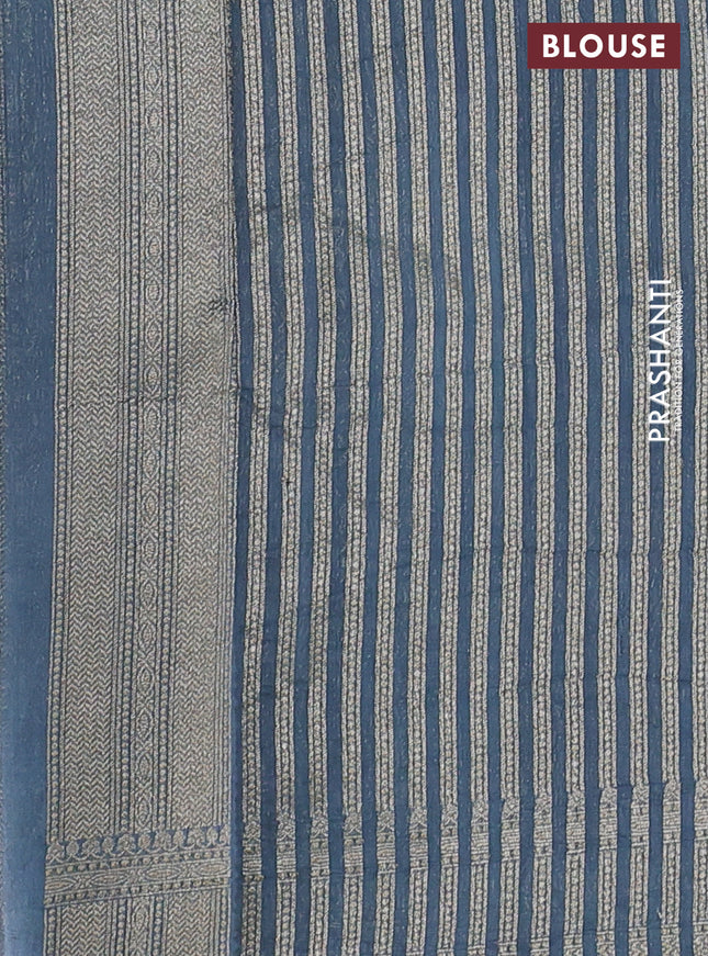 Banarasi silk cotton saree rust shade and pastel blue with allover thread & zari woven butta weaves and woven border