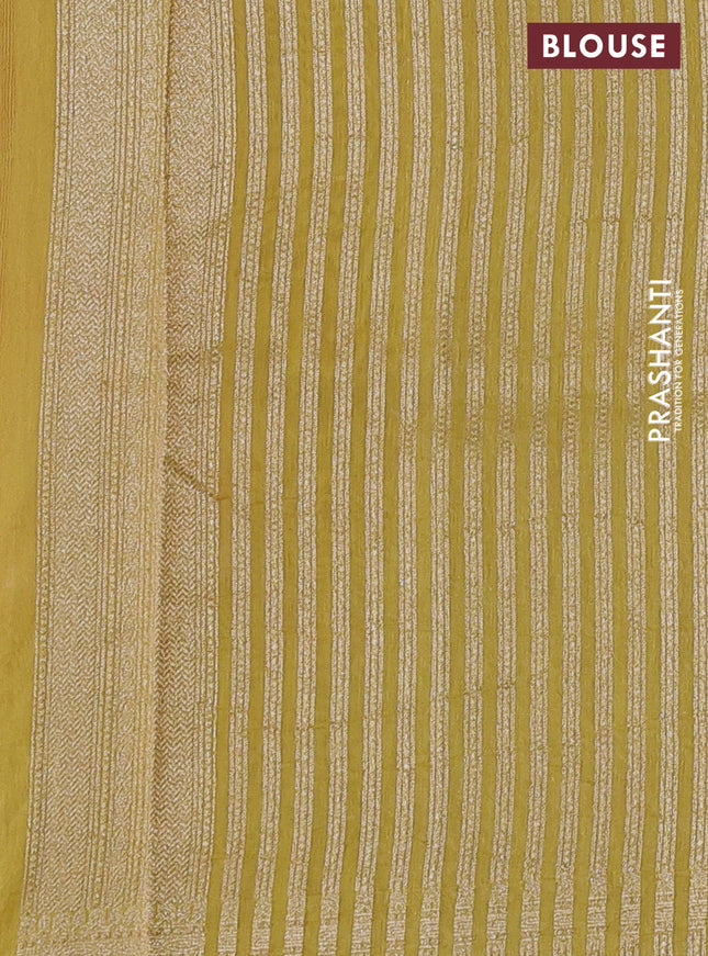 Banarasi silk cotton saree pastel maroon and yellow shade with allover thread & zari woven butta weaves and woven border