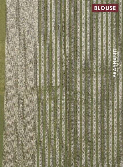 Banarasi silk cotton saree yellow shade and green with allover thread & zari woven butta weaves and woven border