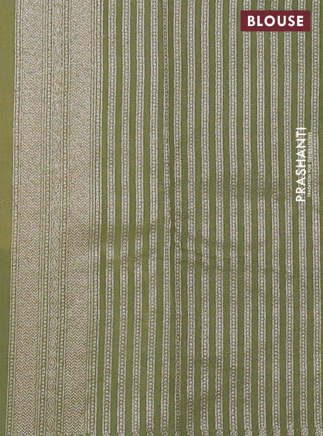 Banarasi silk cotton saree yellow shade and green with allover thread & zari woven butta weaves and woven border