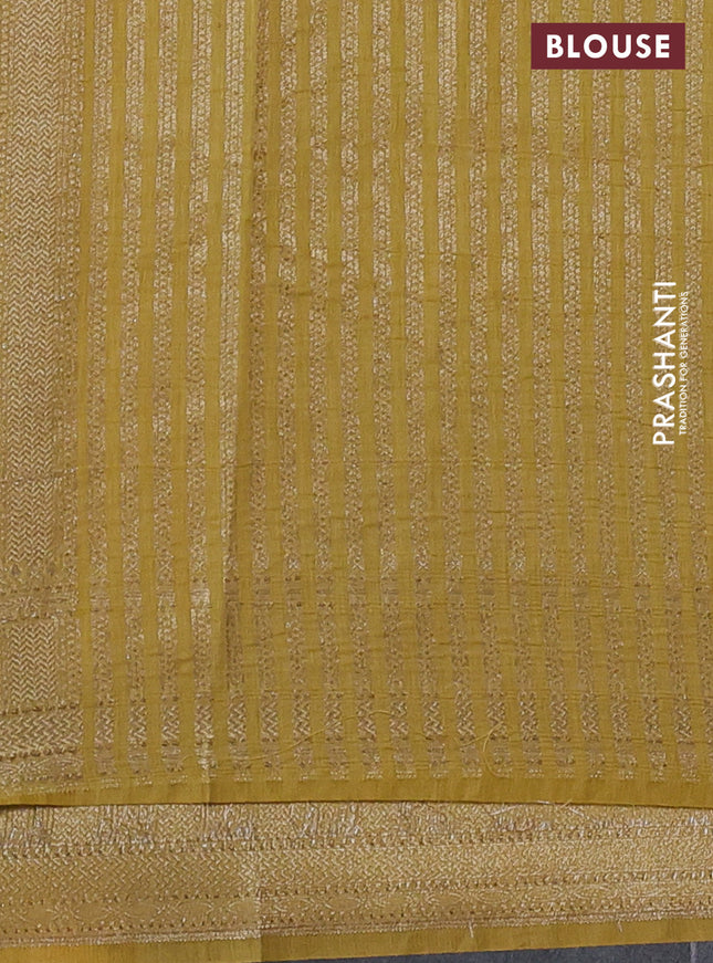 Banarasi silk cotton saree teal green shade and yellow shade with allover thread & zari woven butta weaves and woven border