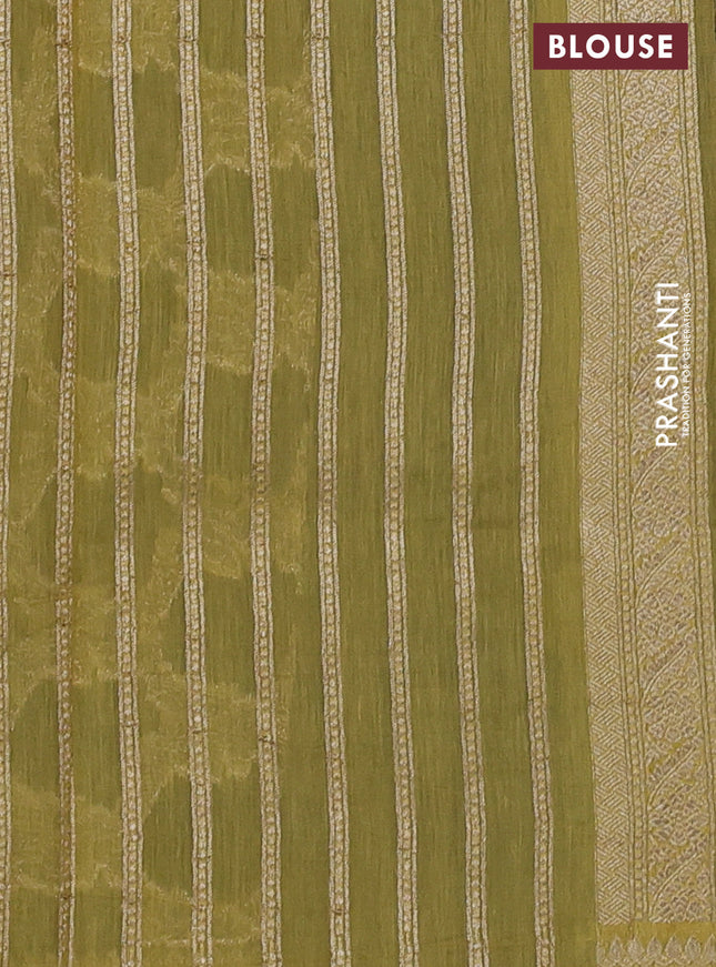 Banarasi silk cotton saree greyish blue and mustard yellow with allover thread & zari weaves and woven border