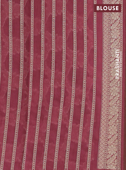 Banarasi silk cotton saree chikku shade and pastel maroon with allover thread & zari weaves and woven border