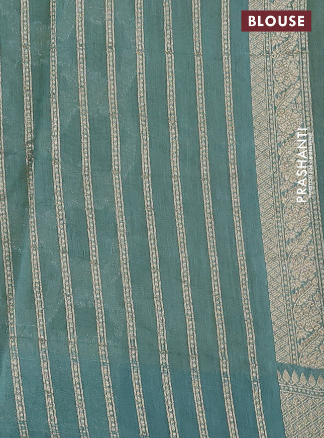 Banarasi silk cotton saree lime yellow shade and pastel blue with allover thread & zari weaves and woven border