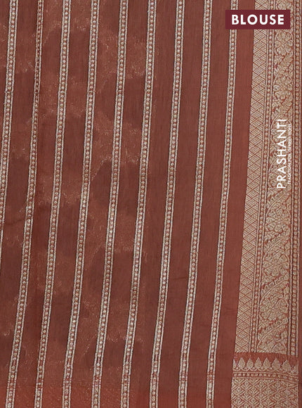 Banarasi silk cotton saree pastel blue and rust shade with allover thread & zari weaves and woven border