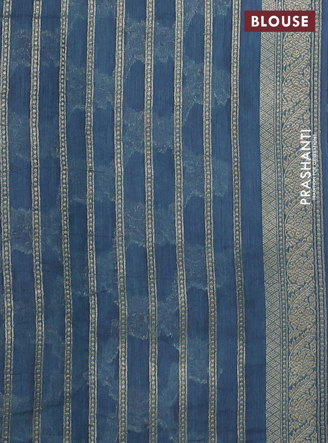 Banarasi silk cotton saree pastel purple and pastel blue with allover thread & zari weaves and woven border