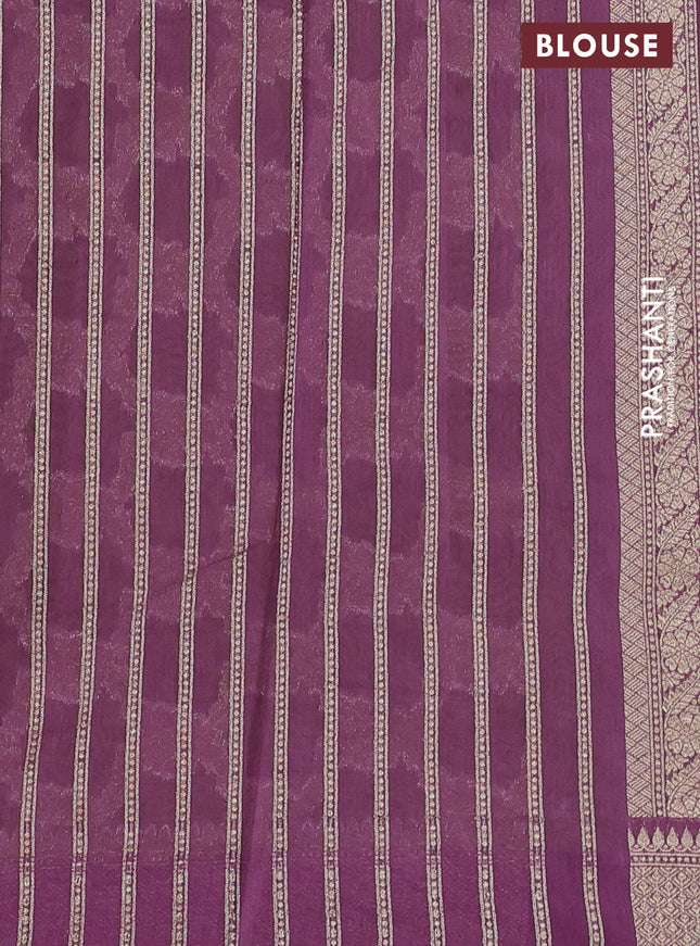 Banarasi silk cotton saree lime green and purple shade with allover thread & zari weaves and woven border