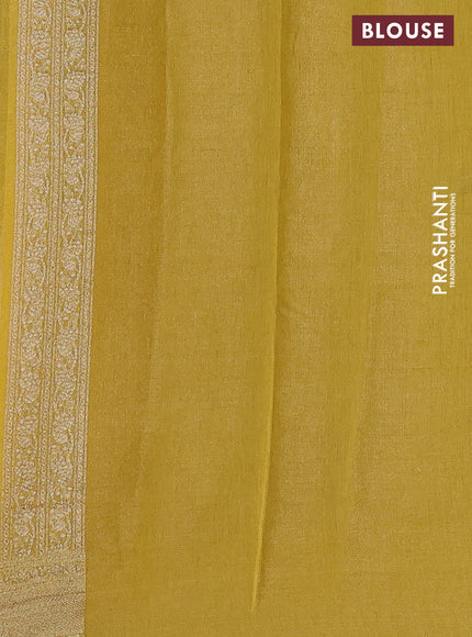 Banarasi tissue silk cotton saree grey and mustard yellow with allover thread & zari woven butta weaves and woven border