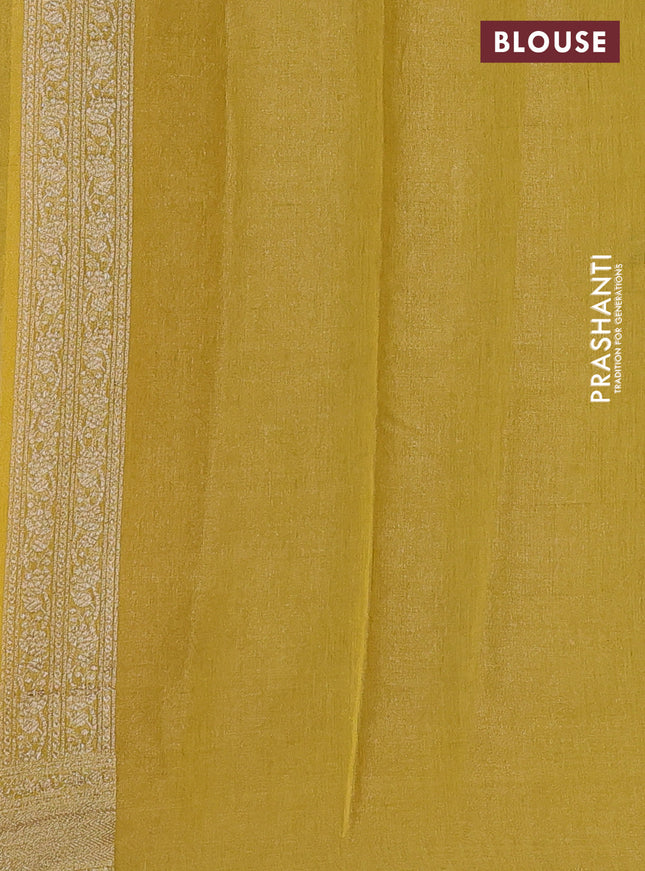 Banarasi tissue silk cotton saree grey and mustard yellow with allover thread & zari woven butta weaves and woven border