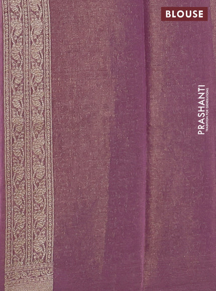 Banarasi tissue silk cotton saree grey and wine shade with allover thread & zari woven butta weaves and woven border