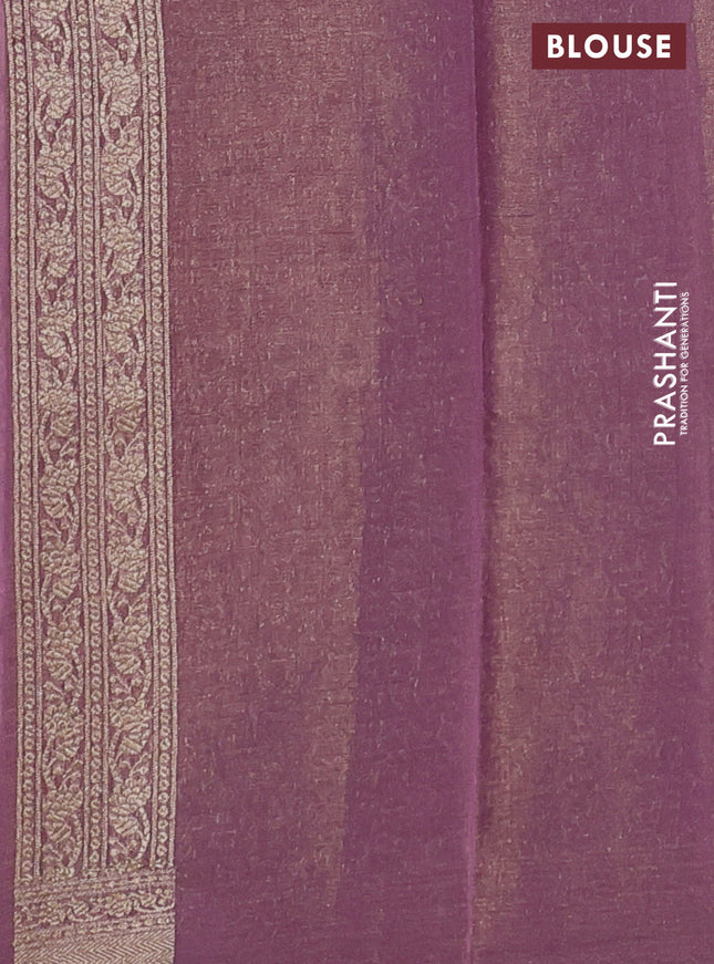 Banarasi tissue silk cotton saree grey and wine shade with allover thread & zari woven butta weaves and woven border