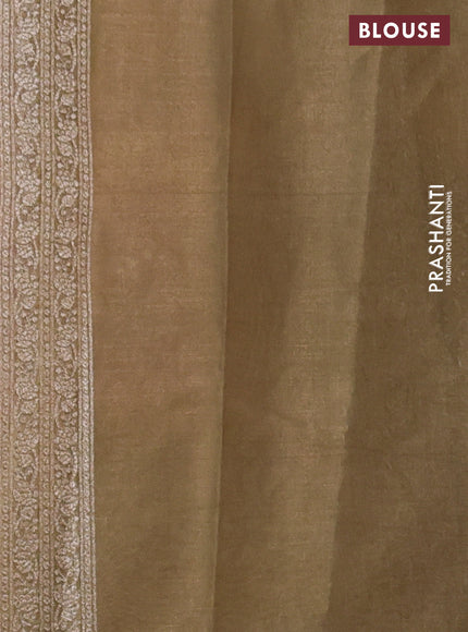 Banarasi tissue silk cotton saree pastel peach shade and elaichi green with allover thread & zari woven butta weaves and woven border