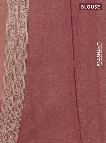 Banarasi tissue silk cotton saree sandal and pastel maroon with allover thread & zari woven butta weaves and woven border