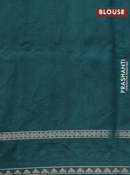 Semi tussar saree pastel green and teal green with embroidery work buttas and temple design embroidery border