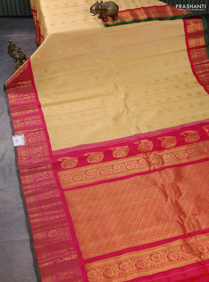 Pure gadwal silk saree sandal and pink with zari woven buttas and zari woven border