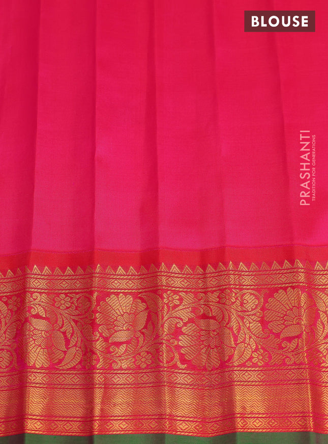 Pure gadwal silk saree sandal and pink with zari woven buttas and zari woven border
