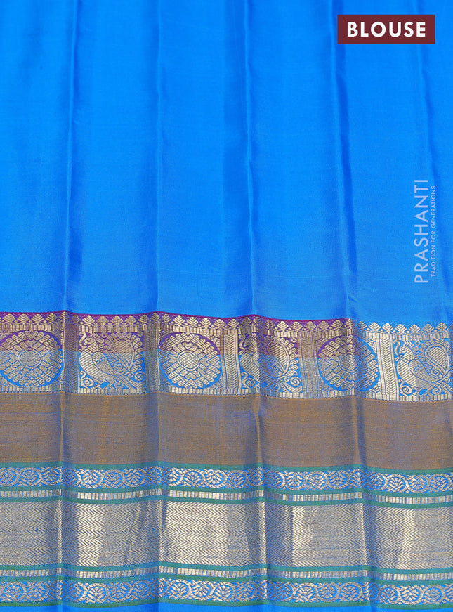 Pure gadwal silk saree pink and cs blue with annam zari woven buttas and rettapet annam zari woven border
