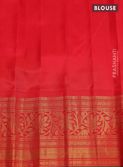 Pure gadwal silk saree blue and red with zari woven buttas and zari woven border