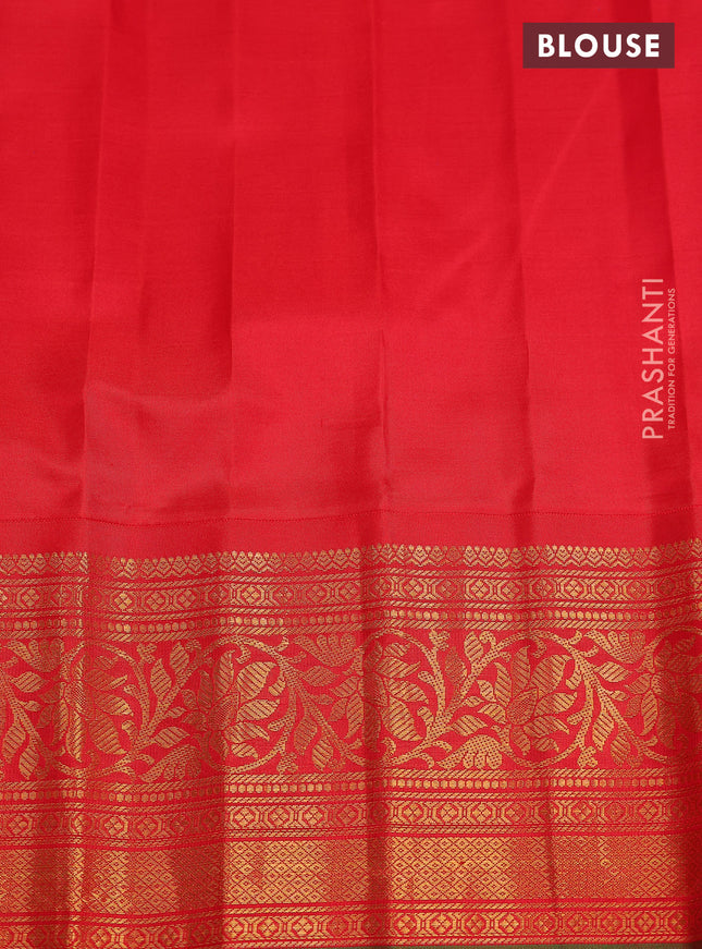 Pure gadwal silk saree blue and red with zari woven buttas and zari woven border